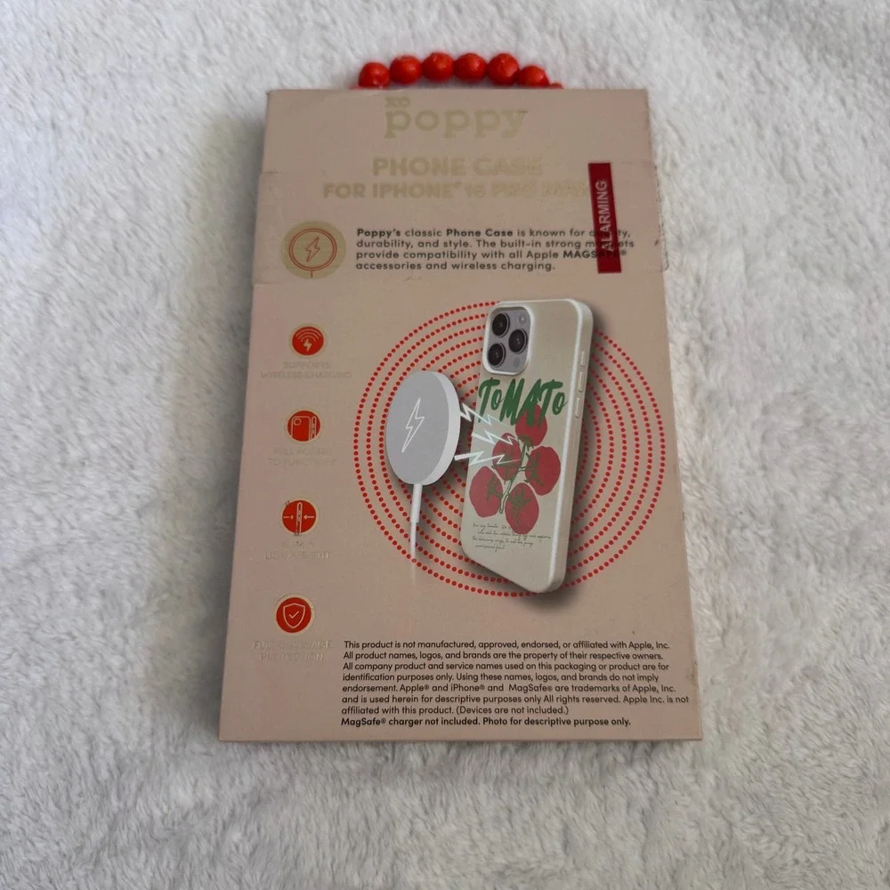 XO Poppy for iPhone 16 Pro Max MagSafe Case Tomato‎ Graphic Cream Red NIP
